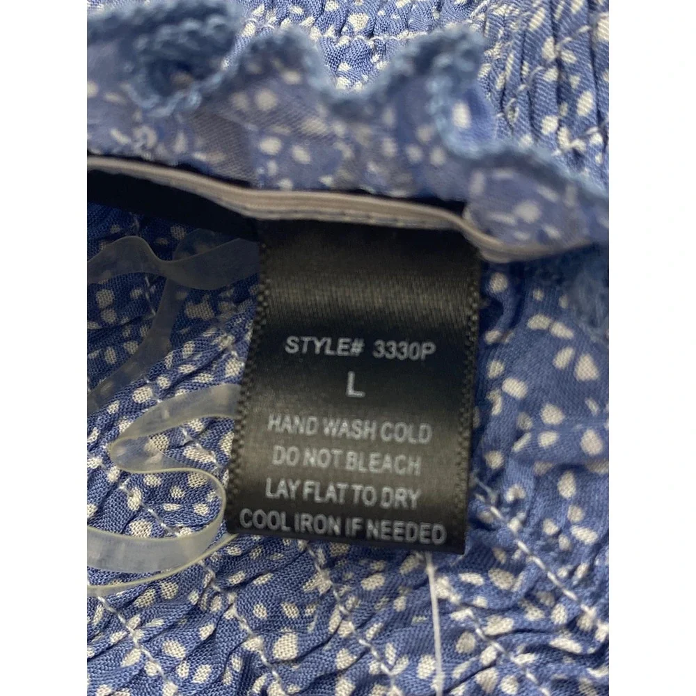 Windsor Smocked Tube Top Womens Large Blue Floral Summer Peplum Strapless NWT - Picture 5 of 6
